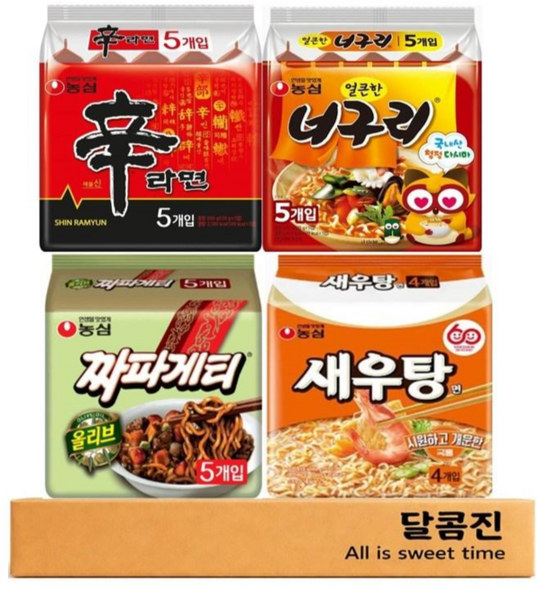 [달콤진] 농심 신라면 +너구리 +짜파게티 +새우탕면 (총 ), 19개