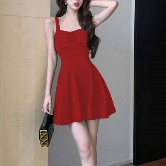 TKX 여성 미니 원피스 A라인 슬림핏 뷔스티에 스타일 데일리 심플 데이트용 드레스