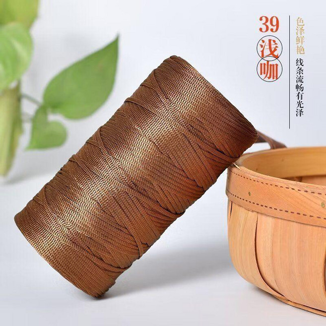 good 絲光冰絲棉麻線編織手工手編帽子遮陽帽鉤針包包坐墊毛線, 淺咖