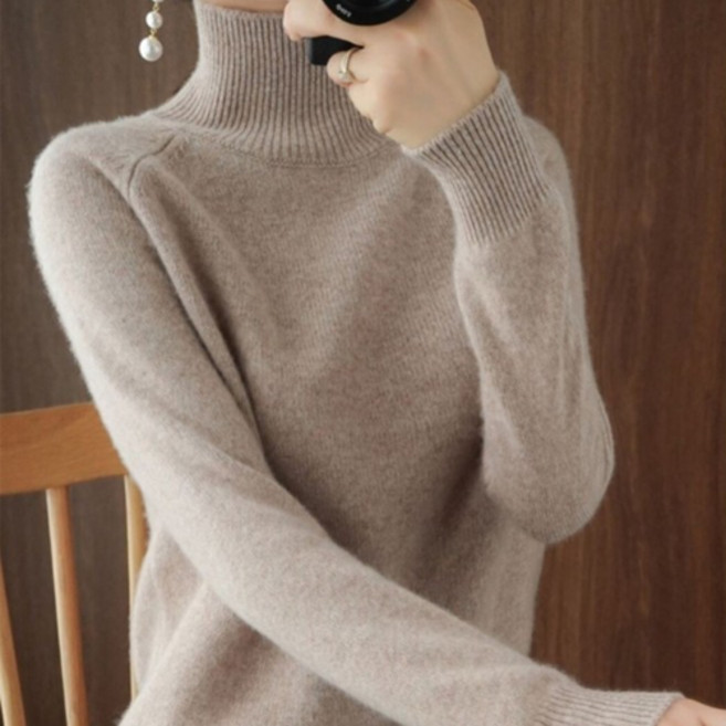 바비올라 여성용 가을 겨울 단색 목폴라 부드러운 스웨터 MMA - 794