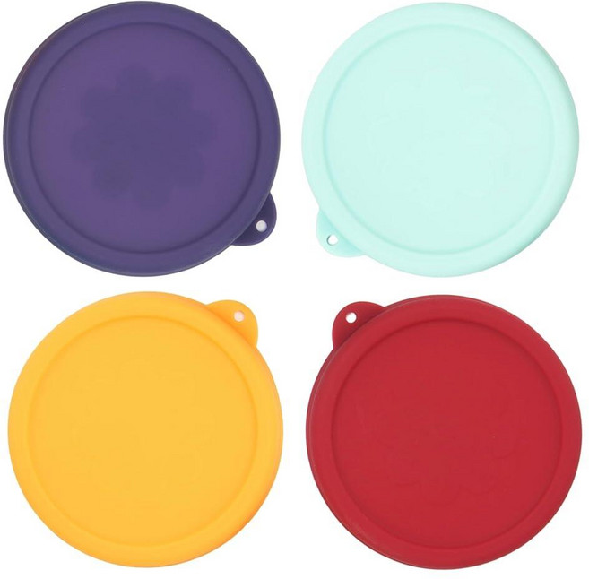 Kiicii Anchor Hocking 및 Pyrex 7202-PC 유리 그릇용 1컵 원형 실리콘 보관 커버 뚜껑 교체용(용기 미포함) (다크 블루) 2팩, 4 Cup - 4 Pack - Mix