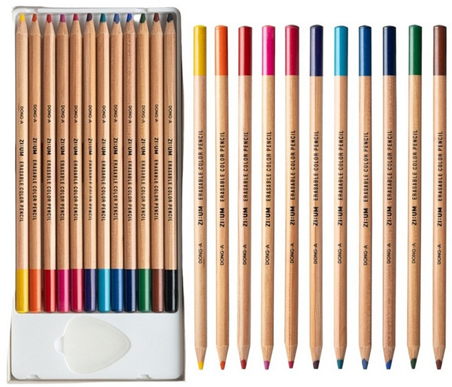 동아 ZIUM 지워지는 지움 삼각형 색연필 12색 세트 지함케이스, 1개