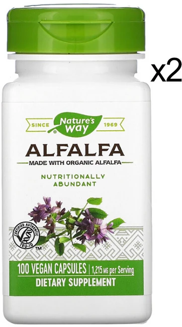 네이처스웨이 알팔파 Alfalfa 자주개자리 405mg 100캡슐, 2개, 100정 - 쿠팡