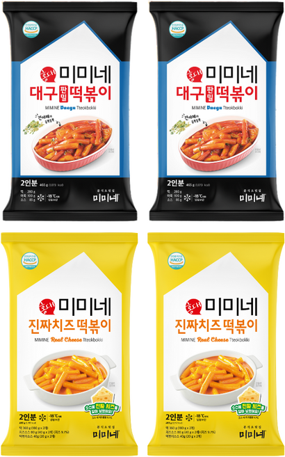 [미미네] 대구 판밀 떡볶이 + 진짜치즈 떡볶이 (총 8인분), 4개, 472.5g