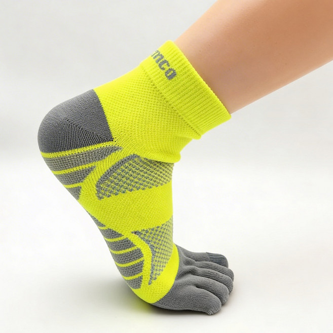 베룽코 패스터 앵클 스포츠 마라톤 사이클 러닝 트레킹 골프 발가락 양말, M 250~270mm, 그레이옐로우, 1개