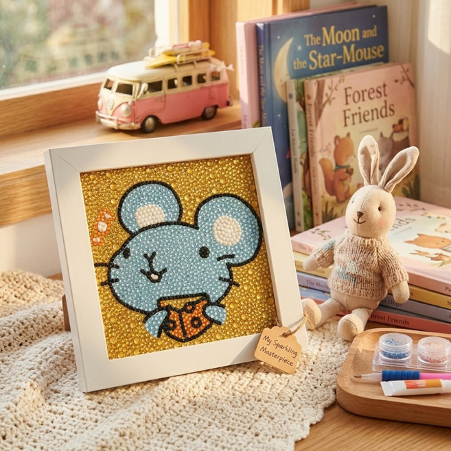 STIX 어린이 보석십자수 액자형 12종 DIY 키트 드릴비즈 만들기 KC인증, 1개, 06.치즈쥐