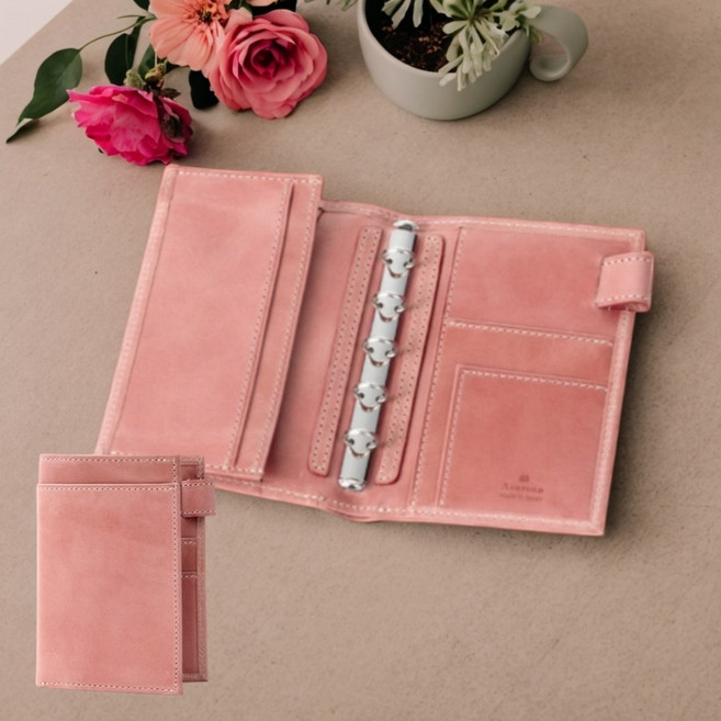 일본 애쉬포드 비타리타 마이크로5 지갑 카드 홀더 소가죽 다이어리, 1개, 핑크