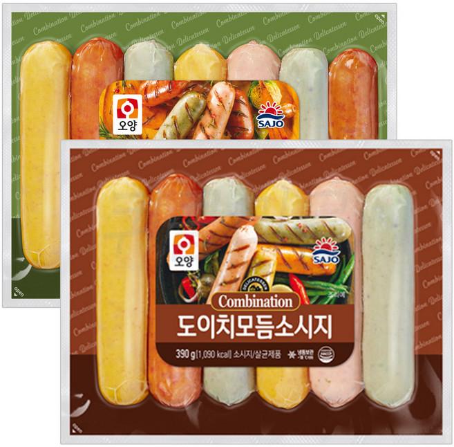 [현대프리마켓] 사조오양 델리모듬소시지450g+도이치모듬소시지390g, 1세트, 840g