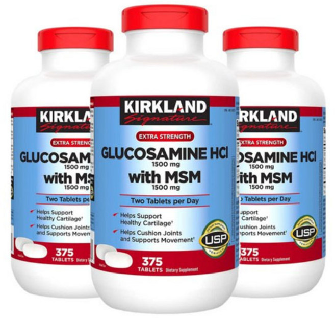 [사은품증정] 커클랜드 글루코사민 MSM 375정 (타블렛) Kirkland Extra Strength Glucosamine with 375tabs, 3개
