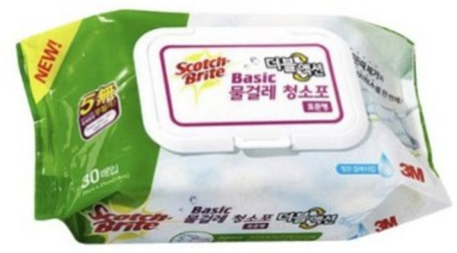 스카치브라이트 베이직 물걸레 청소포 더블액션 표준형 30매, 4개