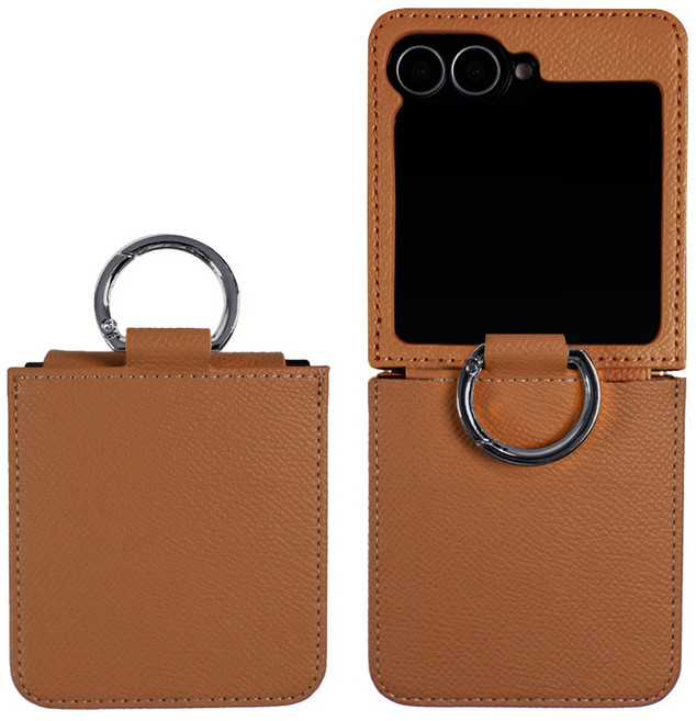 리네시 갤럭시 호환 Z플립 지플립 6 카드수납 링홀더 힌지보호 천연 소가죽 휴대폰 케이스