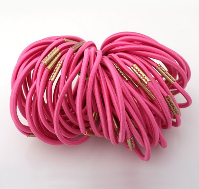 비즈아이 [9-755]헤어고무줄(폴리/캡) 2mm 진핑크 [1개/1팩(50개)]