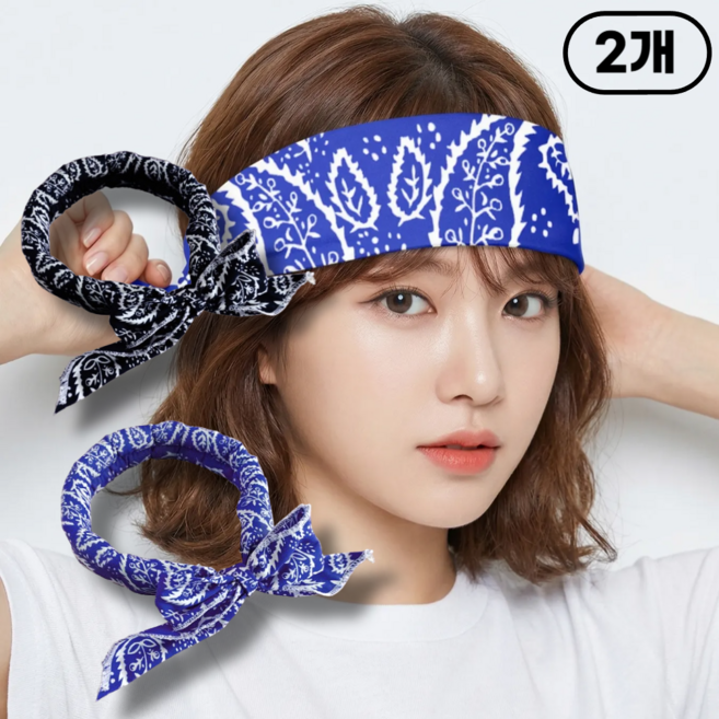 지빈 아이스파워 냉감 쿨링 시원한 스카프 야외 활동필수, 4개, 블랙+블루
