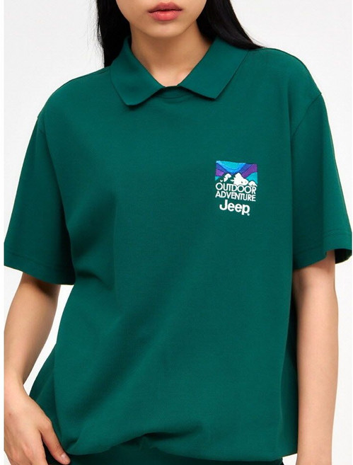 Jeep 남녀공용 루즈핏 니트카라 시보리 반팔티 카라티 피케티 면티