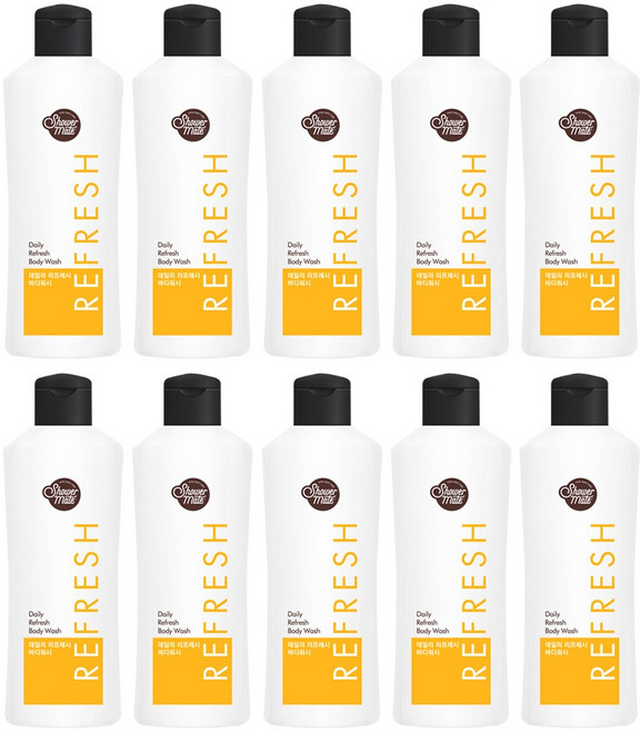 샤워메이트 데일리 리프레시 바디워시 망고향, 10개, 180ml