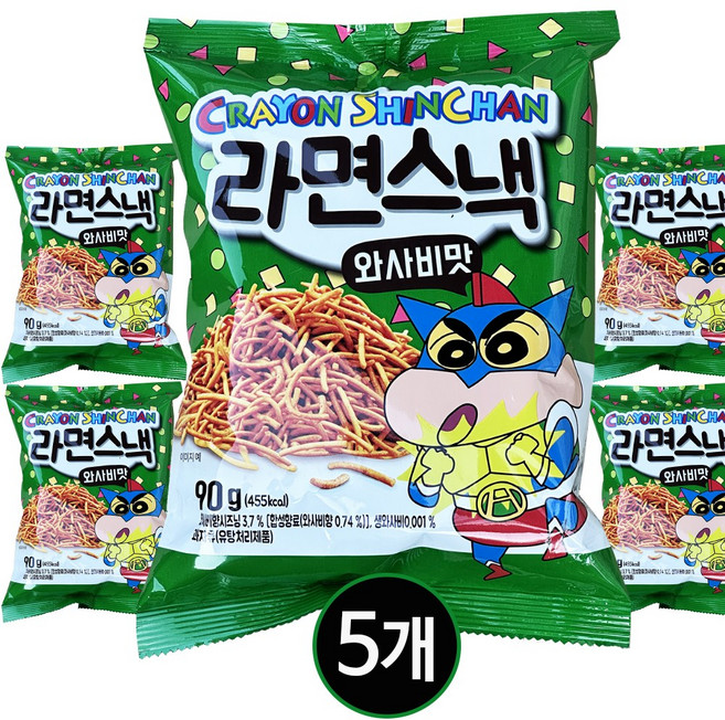 짱구 라면스낵 와사비맛, 90g, 5개