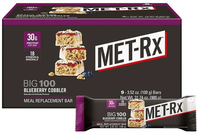 MET-Rx Big 100 Colossal Protein Bars 건강한 식사 대체 간식 블루베리 코블러 99.8g(3.5온스) 9개입, MET-Rx Big 100 Colossal Protei - 쿠팡