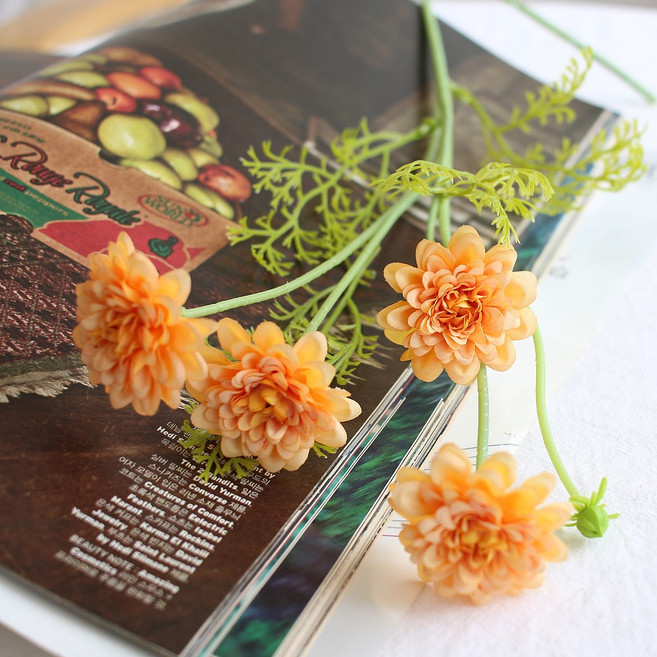 달리베리 쁘띠 미니 다알리아 가지 조화 인테리어소품 촬영소품 조경작업 돌상 백일상 상차림, 오렌지, 1개