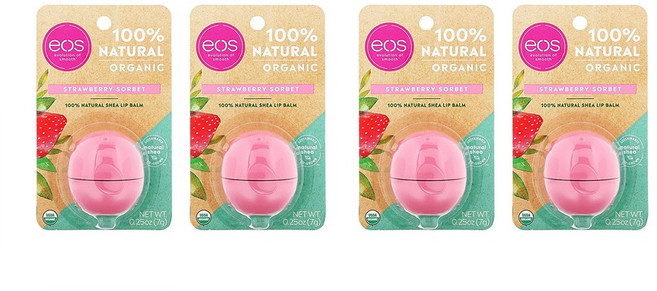 EOS 이오스 립밤 스트로베리 소르베 Lip Balm 0.25oz(7g) 4팩, 7g