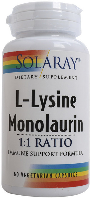 Solaray 左旋離胺酸&月桂酸酯素食膠囊, 60顆, 1罐