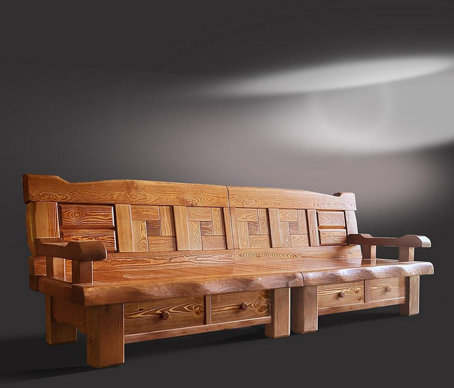 [마루엔개비]우리참마루 짜맞춤 원목소파 서랍 수납형 4인 3인, 사이즈:3인소파