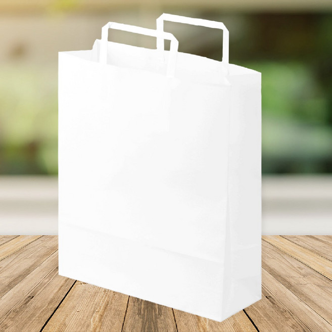 50매 [백색쇼핑백 소 / 중 / 도시락] 140g 더 두꺼운 매트 쇼핑백지 무지 화이트 플랫 쇼핑백