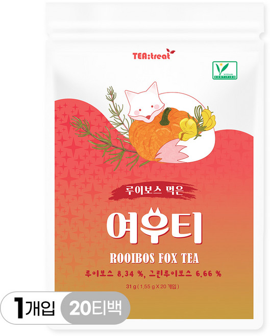 티트리트 루이보스 먹은 여우티, 1개, 20개입, 1.55g