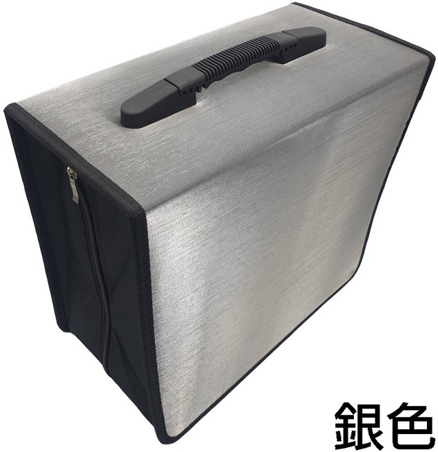 絲光棉布質拉鏈款方型CD包/CD收納包 附提把, 1個, 銀色