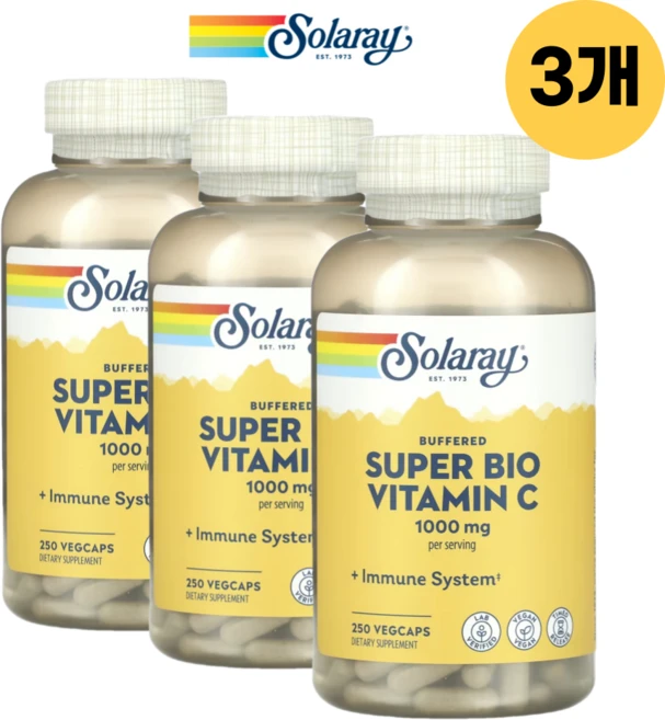 솔라레이 완충형 슈퍼 바이오 비타민C 베지 캡슐 250정, 3개 - 쿠팡