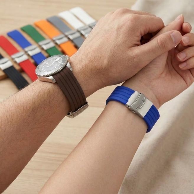 로앤마 컬러풀 라인 스포츠 방수 우레탄 실리콘 디버클 시계줄