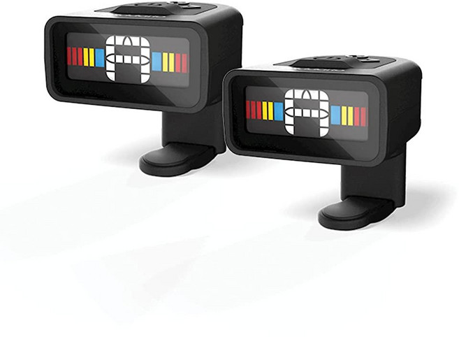 D'Addario 기타 튜너 - 마이크로 헤드스톡 어쿠스틱 기타 일렉트릭 베이스 만돌린 밴조 우클렐레용 컴팩트 및 개별 클립 온 2팩, Clip-On, Two Pack