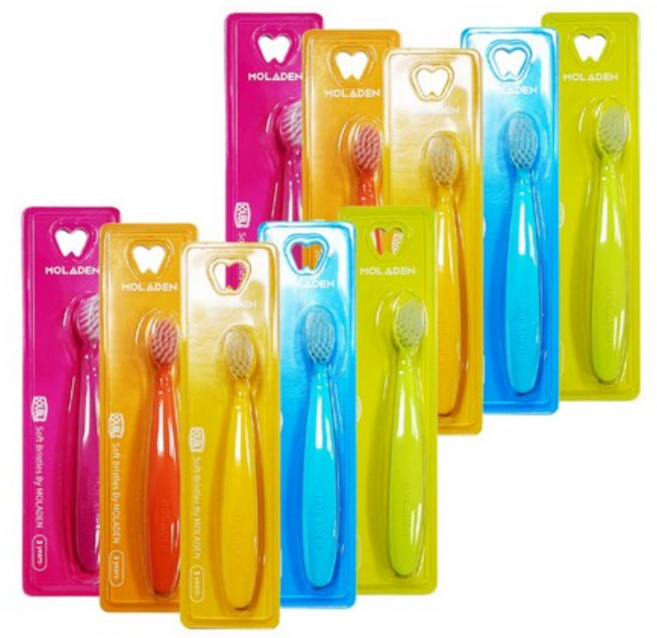 몰라덴 이지그립 이중미세모 유아칫솔, 랜덤 발송, 100개, 1개입