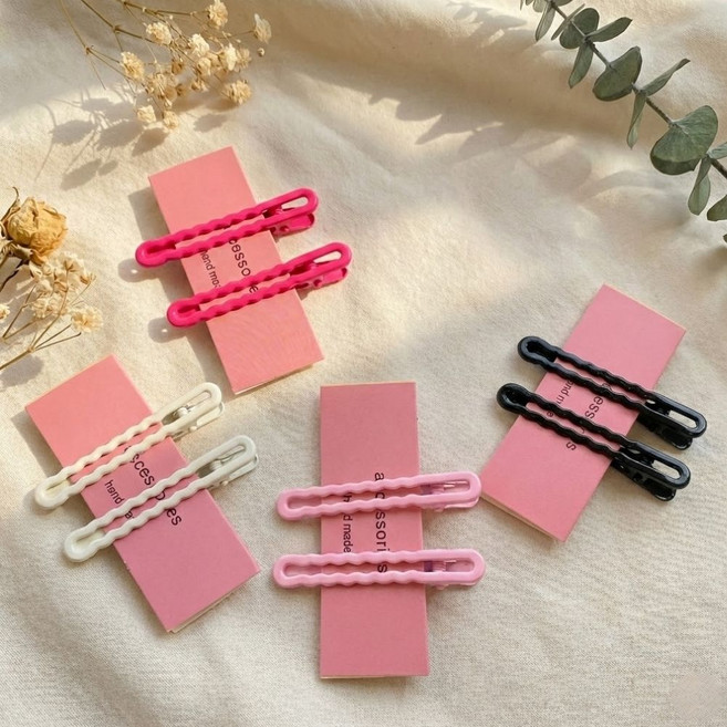 누아벨 여성 옆머리 물결 집게핀 포인트 헤어핀 8개