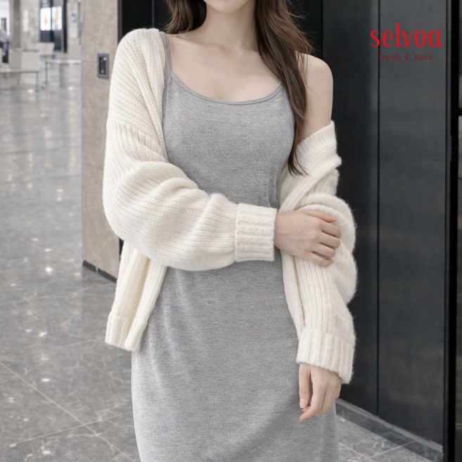 셀보아 여성용 찰랑이는 롱 나시 원피스 레이어드 뷔스티에 여행룩 데일리 이너