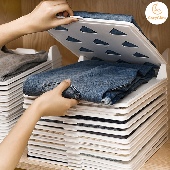 옷 정리 트레이 티셔츠 정리함 수납함 옷장 셔츠 서랍 펜트리 수납 드레스룸 코지글로우, 화이트 대형, 5개