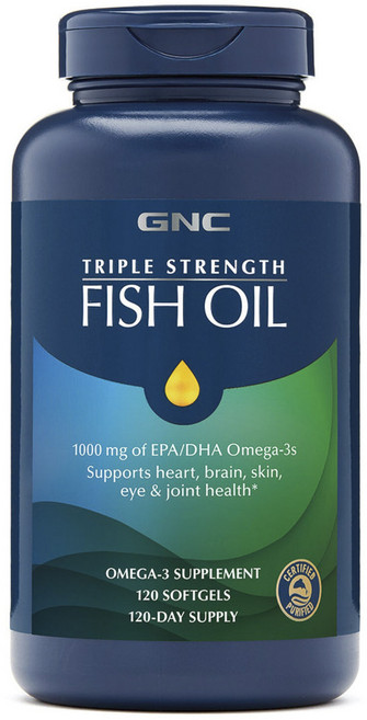 GNC 健安喜 Triple Strength魚油小型軟膠囊 1000mg, 120顆, 1罐