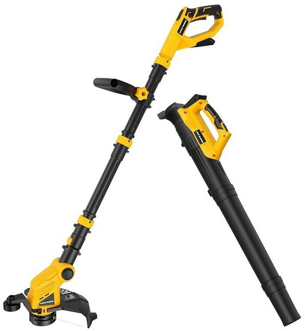 Dewalt 20V Max 배터리와 호환되는 무선 잡초 제거기 및 낙엽 송풍기 콤보 30.5cm(12인치) 트리머/스트링 트리머 자동 피드 포함 경량, 옐로우+블랙