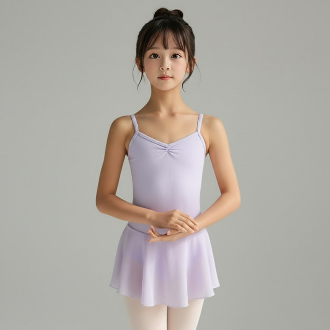 [에스투에이] 국산 끈 쉬폰 발레복 유아 여아 초등 주니어 일체형 원피스형 치마 레오타드 어린이 스커트