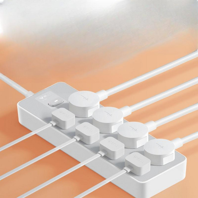 납작 슬림 플랫플러그 멀티탭 초박형 가정용 2구 3구 4구 6구 인테리어 과부하방지 안전설계, 1개, 14MM초박형2핀플러그4핀1.8m, 1cm