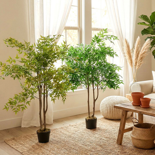 식물 인테리어 조화 나무 인조 화분 플랜테리어 남천나무, 와이드엣지, 1개