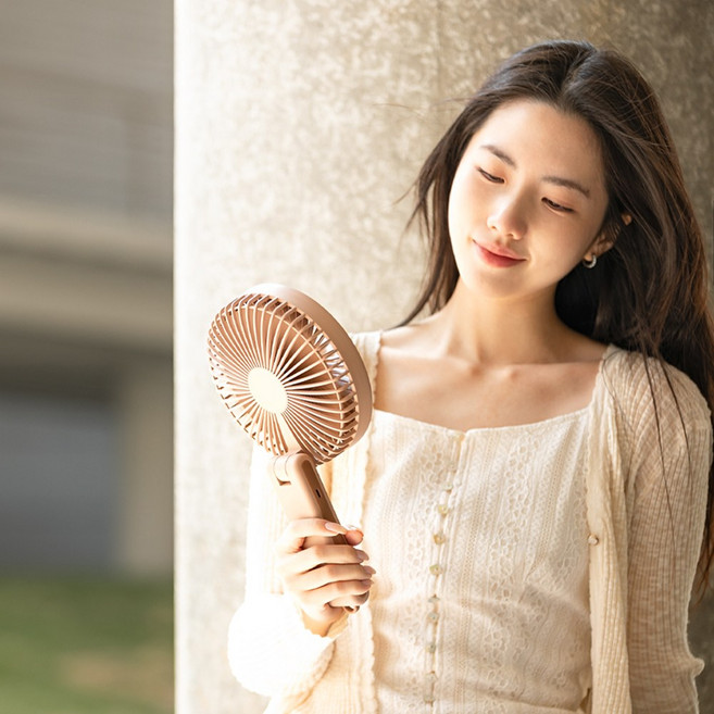 인터탑 강력한 바람 빅헤드 핸디 무선 손 선풍기 접이식 스텐드겸 대용량 배터리 F07, 모카