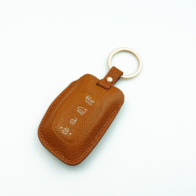 파라코리아 가죽 스마트키케이스 현대차용 (캐스퍼 투싼TL LF쏘나타 아반떼AD 쏘나타뉴라이즈등/사피아노무늬/캐비어무늬), 브라운, 현대 타입D1 캐비어