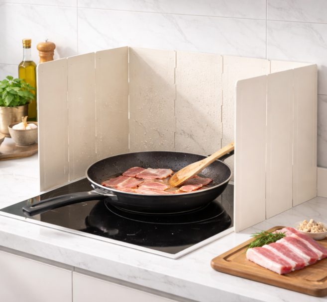 오복이픽마켓 접이식 가스레인지 캠핑 가림막 아이보리 10P, 1개