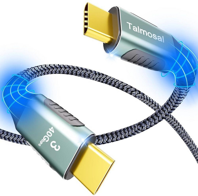 Thunderbolt 3 케이블용 탈모살 240W 6.6피트 8K 60Hz 4K 144Hz 40Gbps / 240W PD 충전 지원 아이폰 호환 호환 16/15 USB4 애플제품, 10FT, 1개