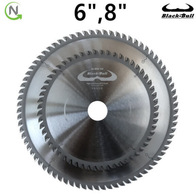 블랙불 목재 합판 씽크 목공날 A형 재단날 원형톱날 2장세트 6-8인치 목재용 목공용 테이블쏘, 1세트