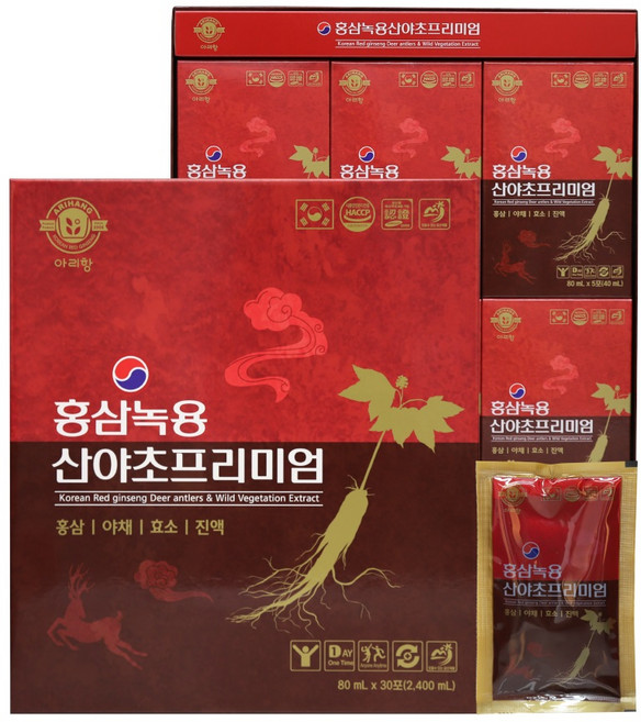 홍삼녹용 산야초 프리미엄 30포 - 홍삼 녹용 식물혼합 액상스틱 음료, 3개, 30정
