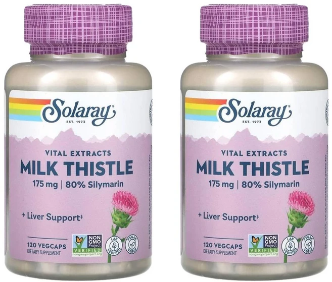 솔라레이 바이탈 추출물 밀크씨슬 175mg, 2개, 120정 - 쿠팡