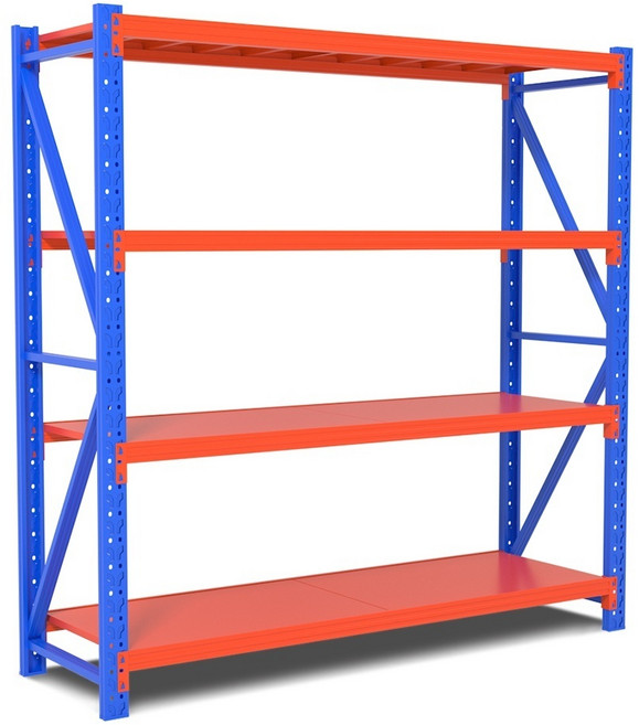 창고선반 중량랙 무볼트 5분선반 철제선반 뚝딱 다용도 선반 하중 800kg, 4단, 블루오렌지