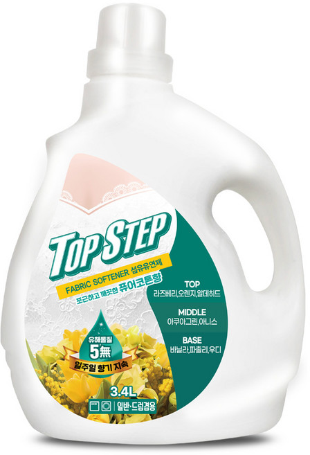 탑스텝 섬유유연제 퓨어코튼 본품, 3.4L, 1개