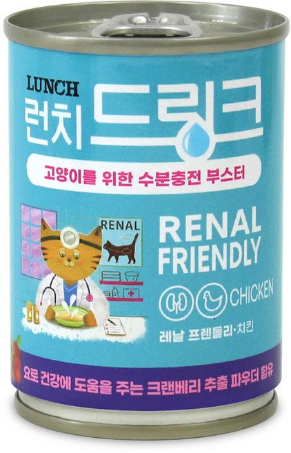 런치 드링크 고양이전용 수분충전 부스터 유통기한 03월 30일 까지, 레날 프렌들리 치킨, 120g, 24개 - 쿠팡